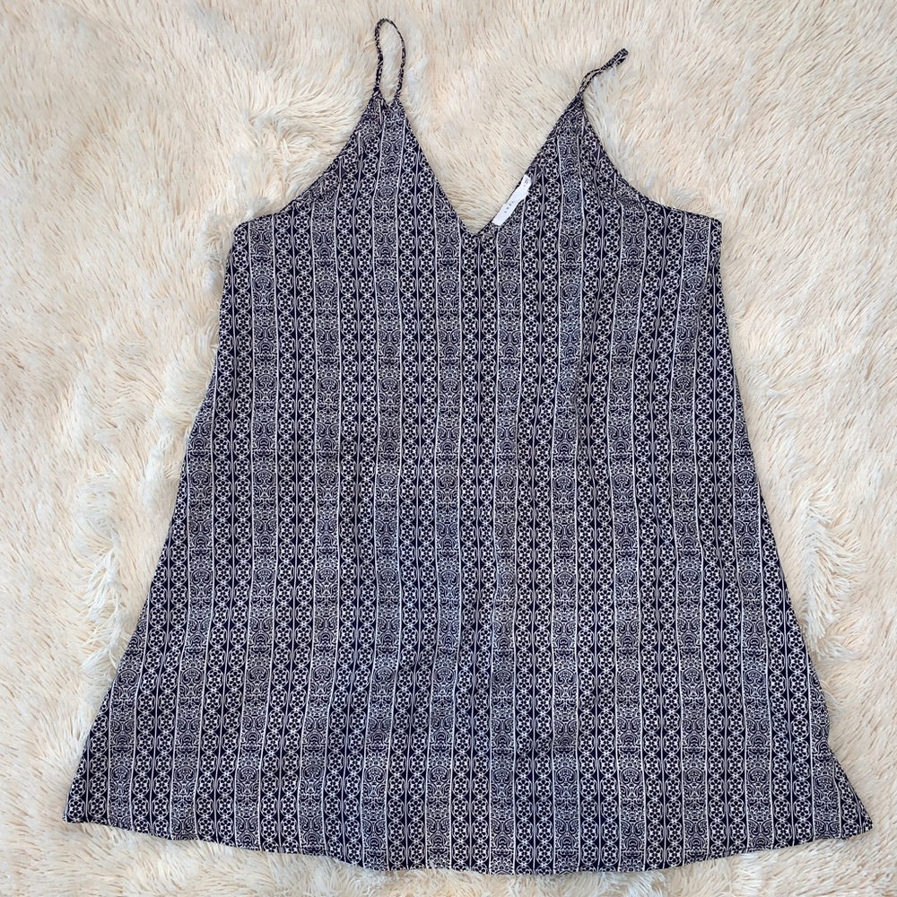 LUSH blue and white printed swing dress